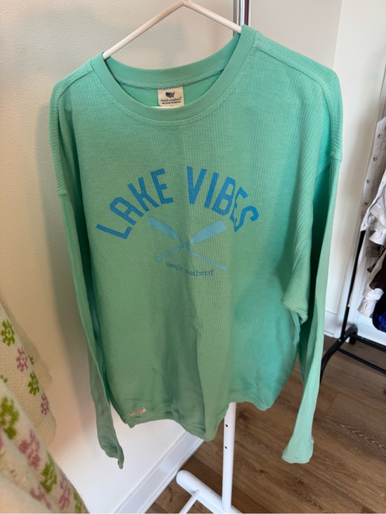 Simply Southern Sweaters - Simply Southern "Lake Vibes" Sweater Long Sleeve Shirt crossed oars size Large